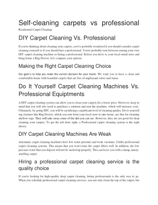 Blog Self-cleaning carpets vs professional