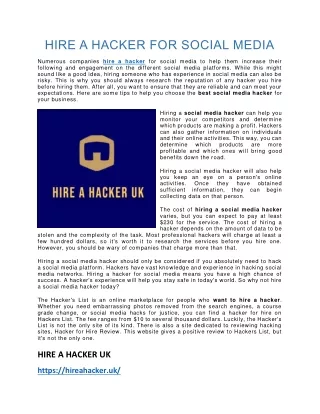 HIRE A HACKER FOR SOCIAL MEDIA