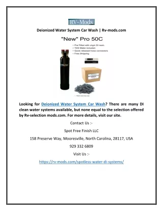 Deionized Water System Car Wash | Rv-mods.com