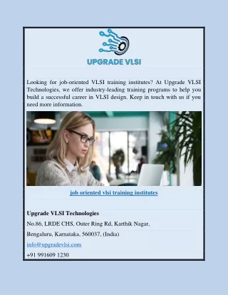 Searching for job oriented vlsi training institutes