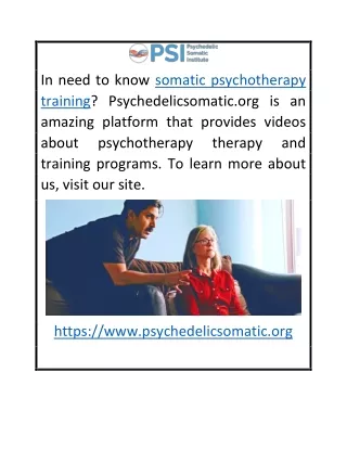 Somatic Psychotherapy Training  Psychedelicsomatic.org