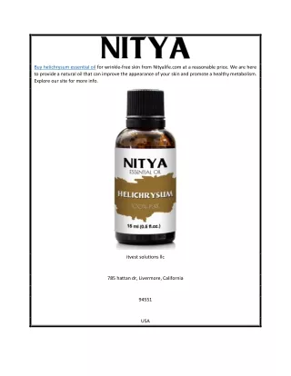 Buy Helichrysum Essential Oil  Nityalife.com