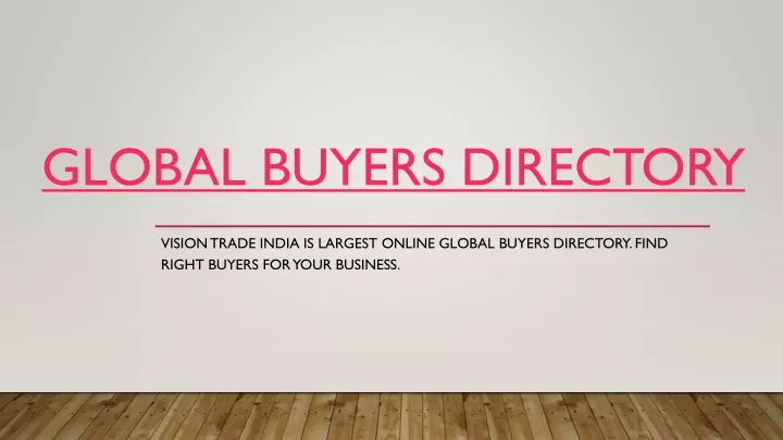 global buyers directory