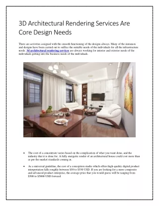 3D Architectural Rendering Services Are Core Design Needs