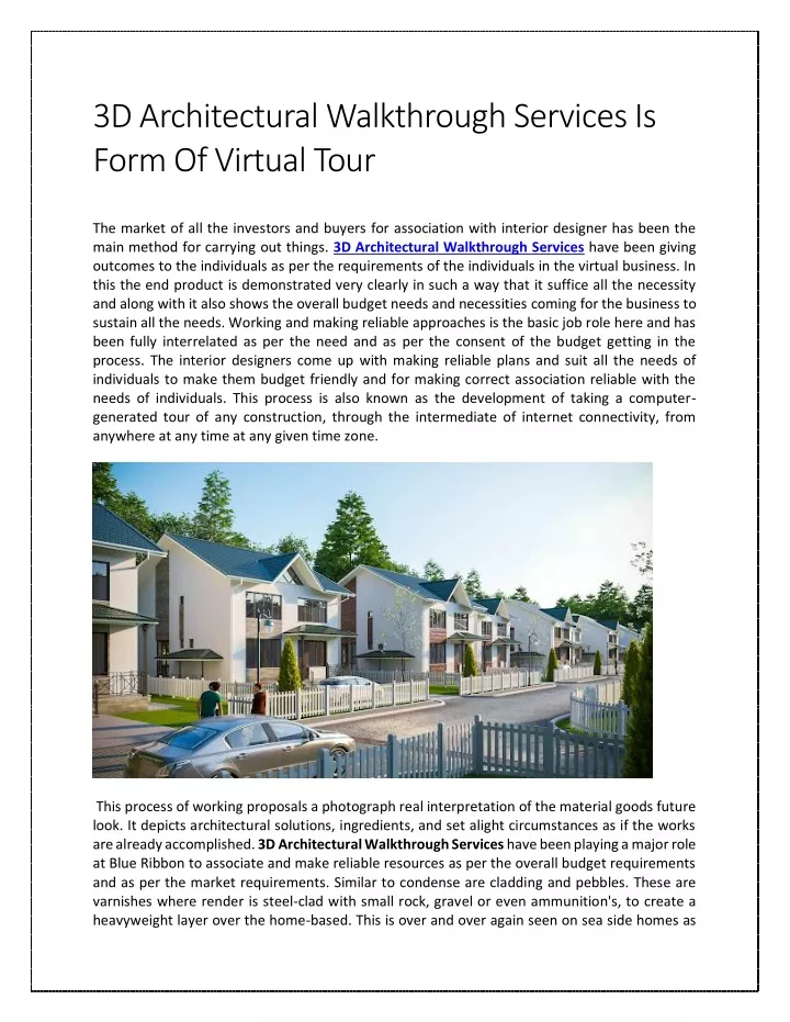 3d architectural walkthrough services is form