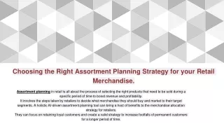 Choosing the Right Assortment Planning Strategy for your Retail Merchandise.