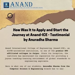 How Was It to Apply and Start the Journey at Anand-ICE - Testimonial by Anuradha