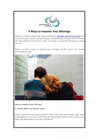 6 Ways to Improve Your Marriage