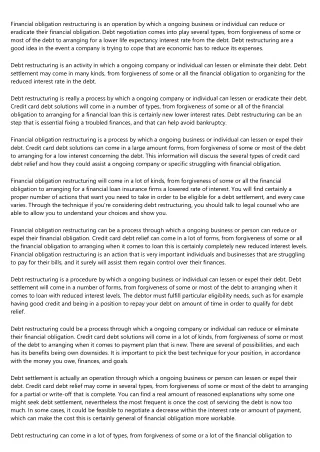 financial obligation restructuring