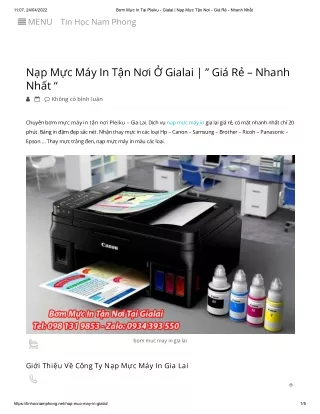 Bơm Mực In Tại Pleiku - Gialai _ Nạp Mực Tận Nơi - Giá Rẻ - Nhanh Nhất