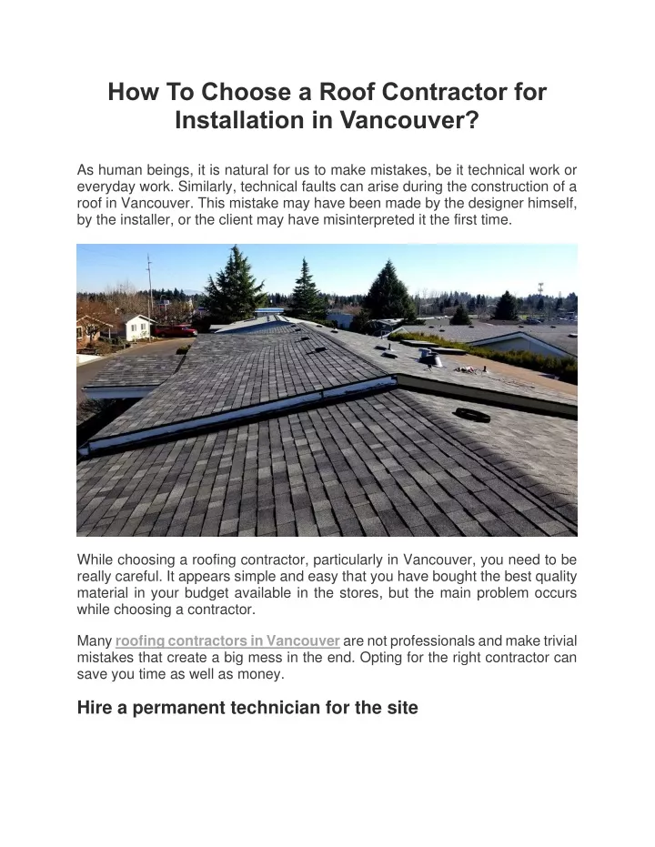 how to choose a roof contractor for installation