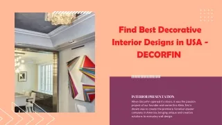 Find Best Decorative Interior Designs in USA - DECORFIN