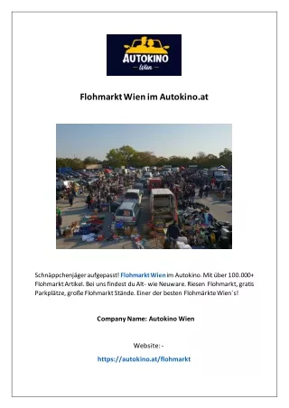 Flohmarkt Wien im Autokino.at