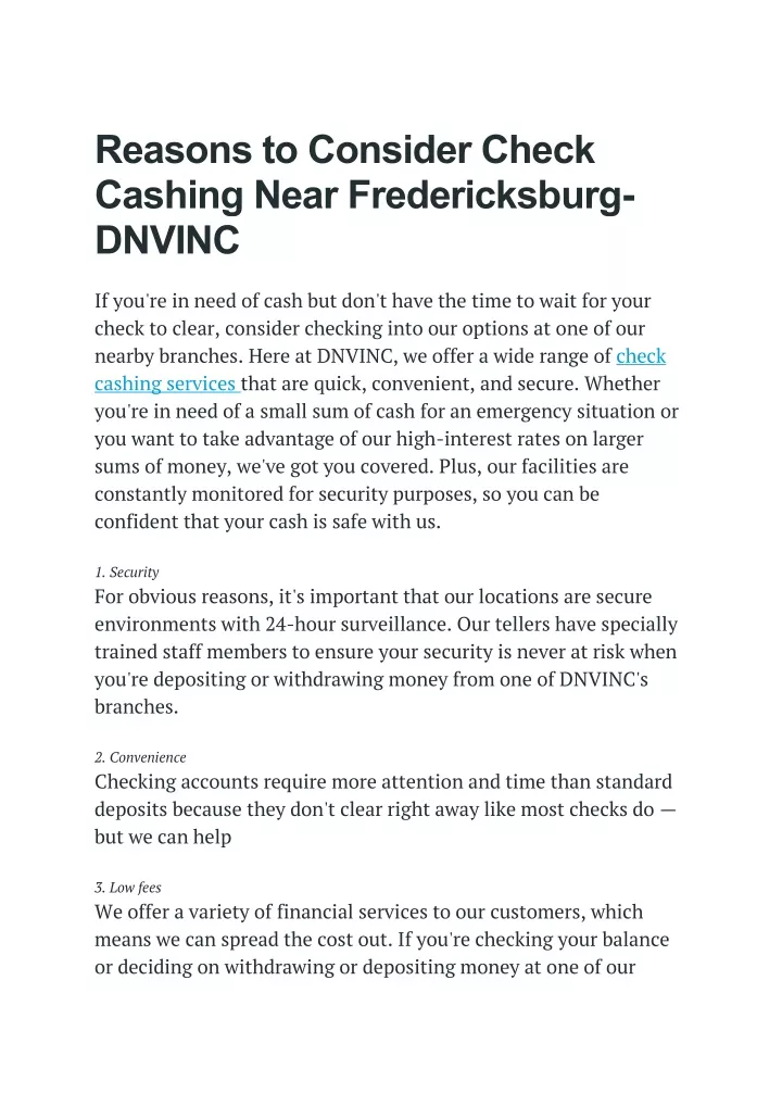 reasons to consider check cashing near