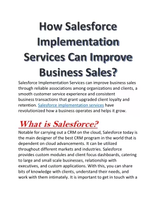 How Salesforce Implementation Services Can Improve Business Sales
