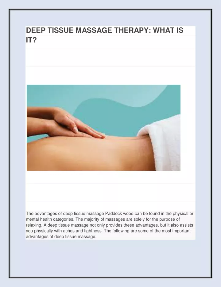 deep tissue massage therapy what is it