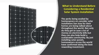 What to Understand Before Considering a Residential Solar System Installation