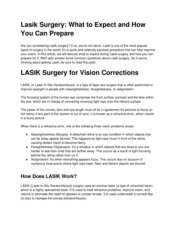 lasik surgery what to expect