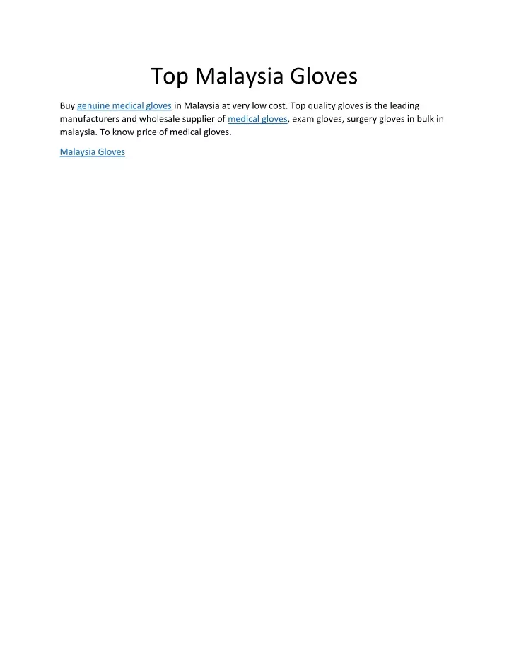 top malaysia gloves
