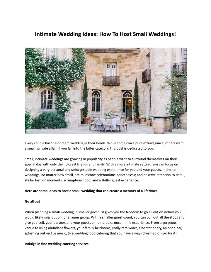 intimate wedding ideas how to host small weddings