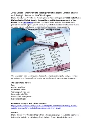 2022 global tumor markers testing market supplier