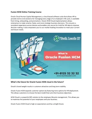 fusion hcm online training course oracle cloud