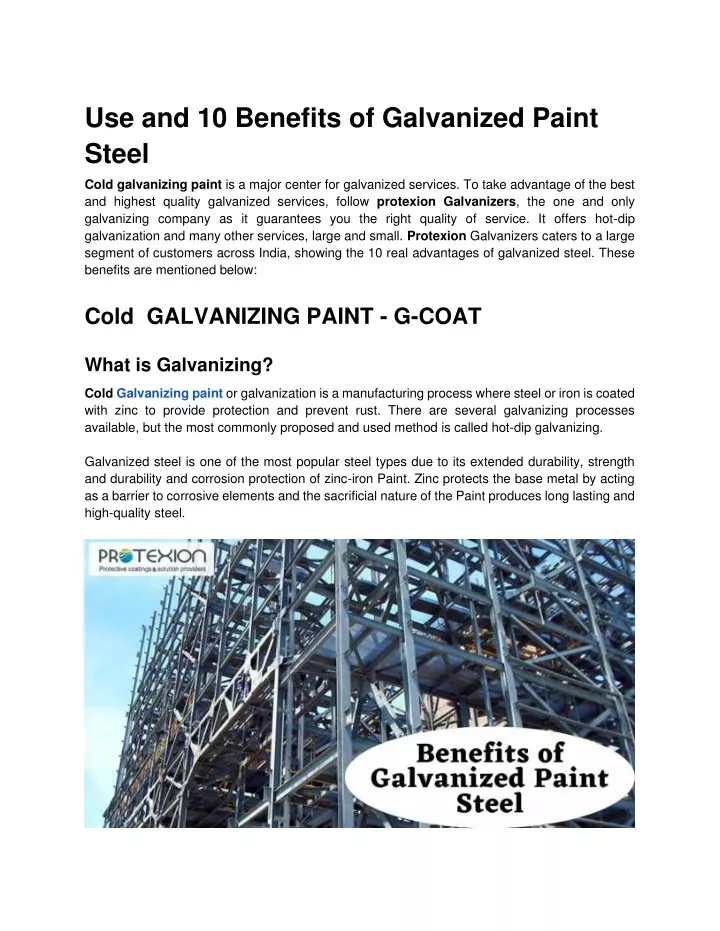 use and 10 benefits of galvanized paint steel