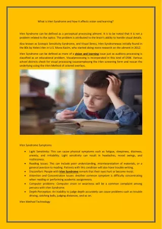 what is irlen syndrome and how it affects vision
