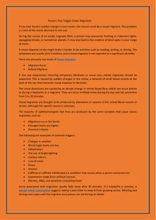 Factors That Trigger Vision Migraines pdf
