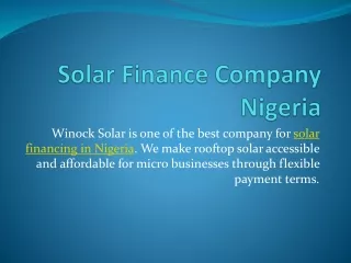 Solar Finance Company Nigeria