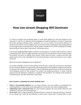 How Live-stream Shopping Will Dominate 2022