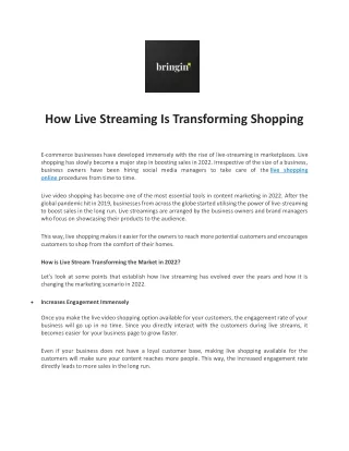 How Live Streaming Is Transforming Shopping