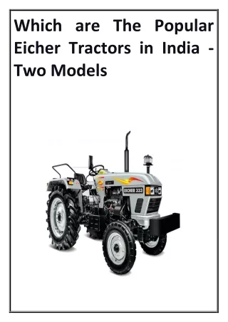 Which are The Popular Eicher Tractors in India
