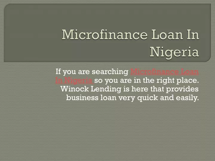 microfinance loan in nigeria