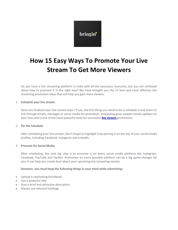 how 15 easy ways to promote your live stream