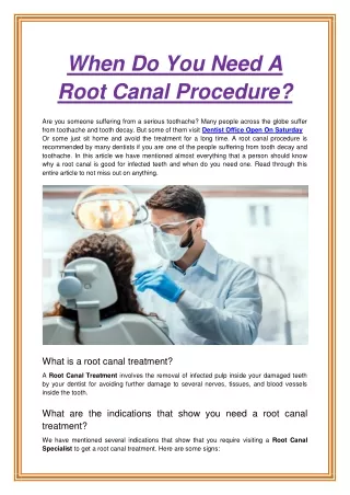 when do you need a root canal procedure