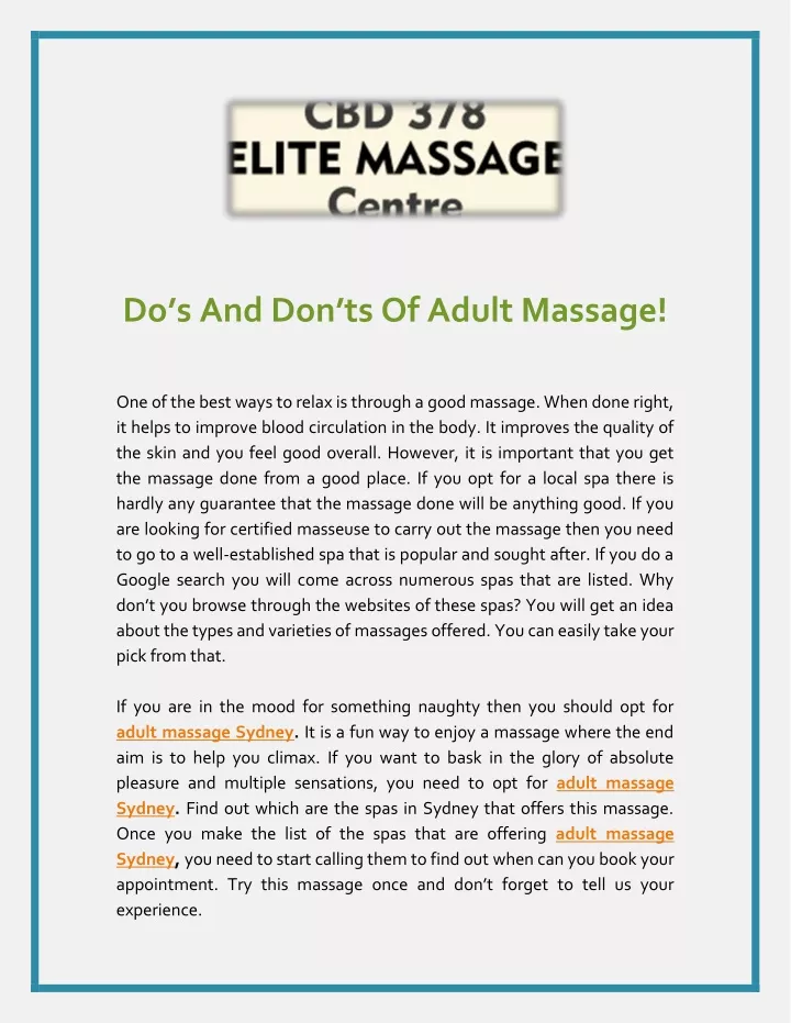 do s and don ts of adult massage