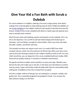 (fruitfulcaptain.store)  Give Your Kid a Fun Bath with Scrub a Dubdub