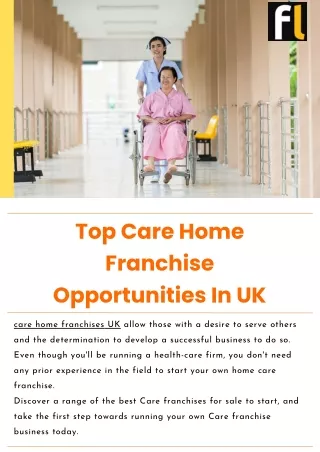 Top Care Home Franchise Opportunities In UK | Franchise Local