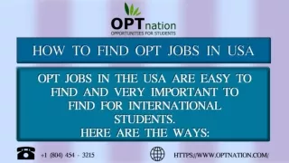 How to find OPT jobs in USA for OPT candidates