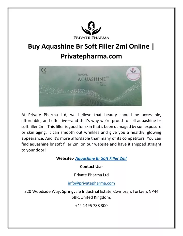 buy aquashine br soft filler 2ml online