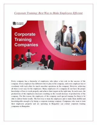 corporate training best way to make employees
