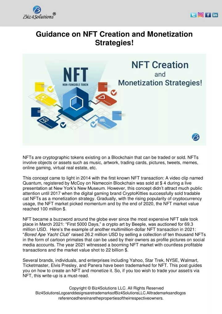 guidance on nft creation and monetization