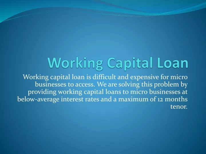 working capital loan