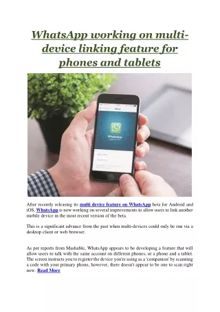 whatsapp working on multi device linking feature