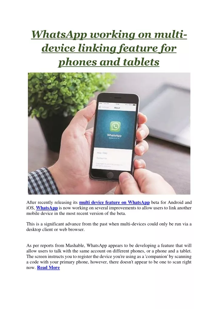 whatsapp working on multi device linking feature
