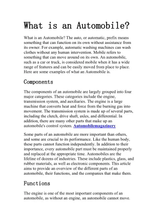 What is an Automobile