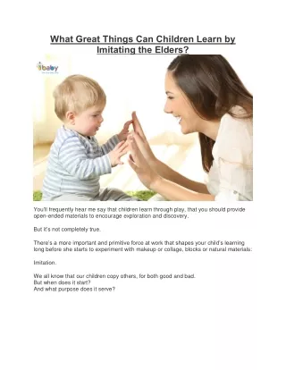 what great things can children learn by imitating