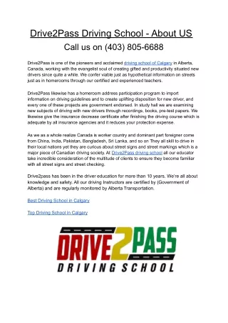 Drive2Pass Driving School - About US