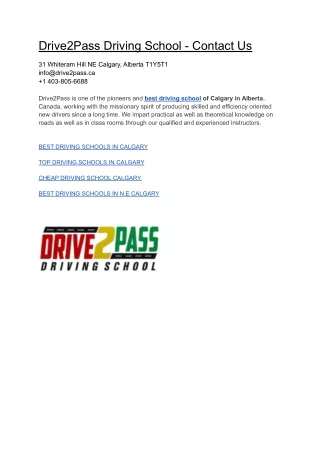 drive2pass driving school contact us